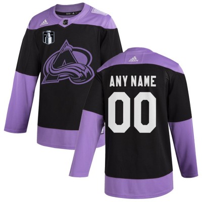 Colorado Avalanche Adidas 2022 Stanley Cup Final Hockey Fights Cancer Custom Practice Jersey Black
